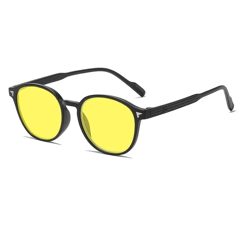 Round Frame Yellow Lens Sunglasses Driving Fishing Nigh Vision Eyewear for Men Women Ultra Light High Definition Eyeglasses