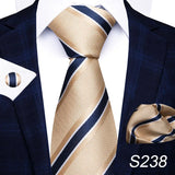 Brand Fashion 8 cm Tie For Men Woven Festive Present Tie Handkerchief Cufflink Set Necktie Shirt Accessories Red Striped