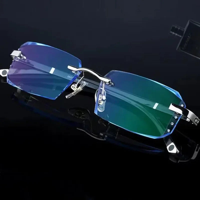 Luxury Blue Light Blocking Reading Glasses Women Men Cutting Frame Presbyopia Eyeglasses HD Lens Farsighted Prescription Eyewear