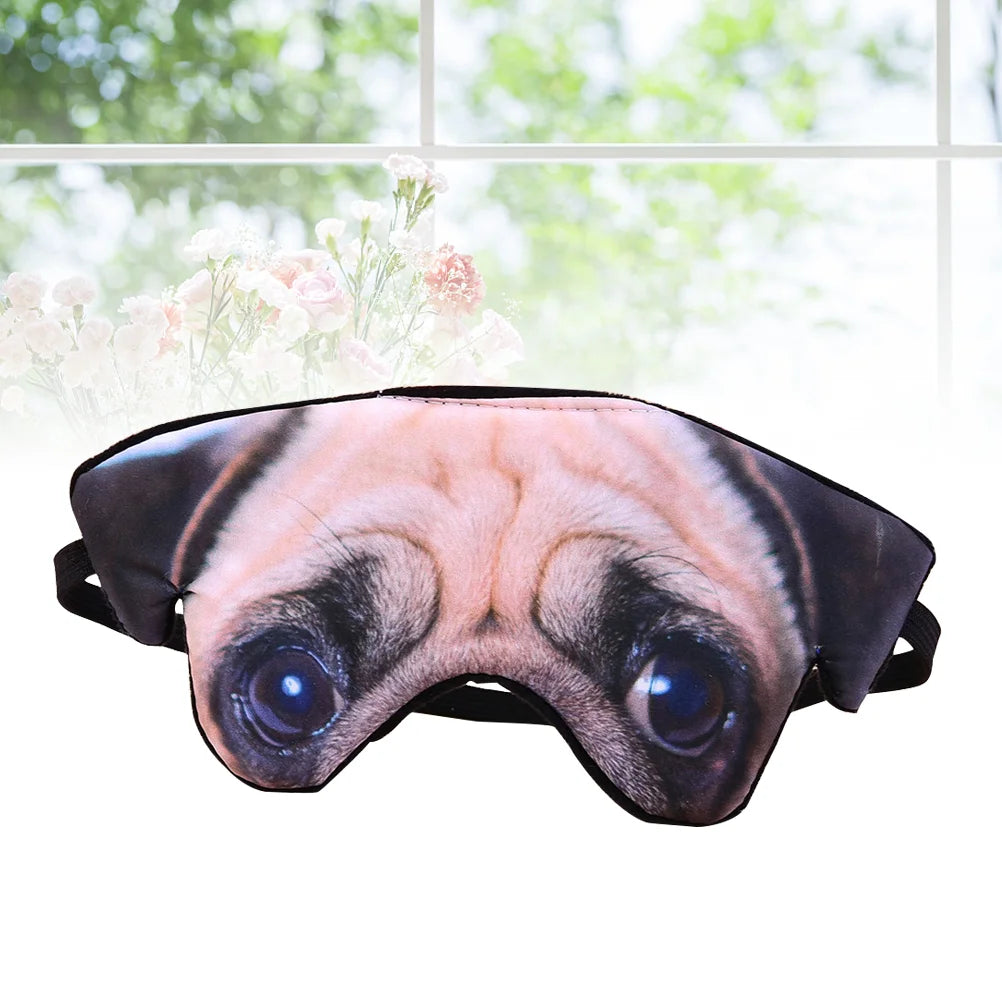 3D Dog Pattern Eye Mask Funny Shade Nap Cover Blindfold Sleeping Mask Eyepatch Sleep Goggles (Pug)