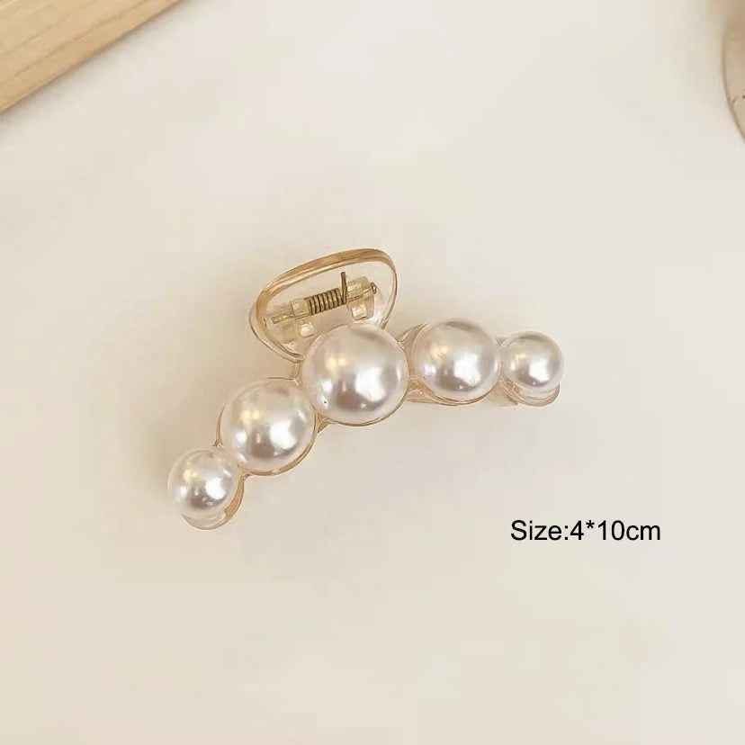Simulated Pearl Hair Claws for Women Korean Acrylic Hair Clips Girls Large Size Barrette Shark Clip Fashion Hair Accessories