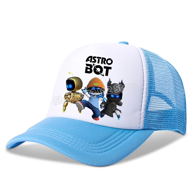 Astro Bot Kids Vintage Mesh Baseball Cap Adult Sun Hat Adjustable Breathable Sun Caps Summer Parents-child Hats Birthday Gifts