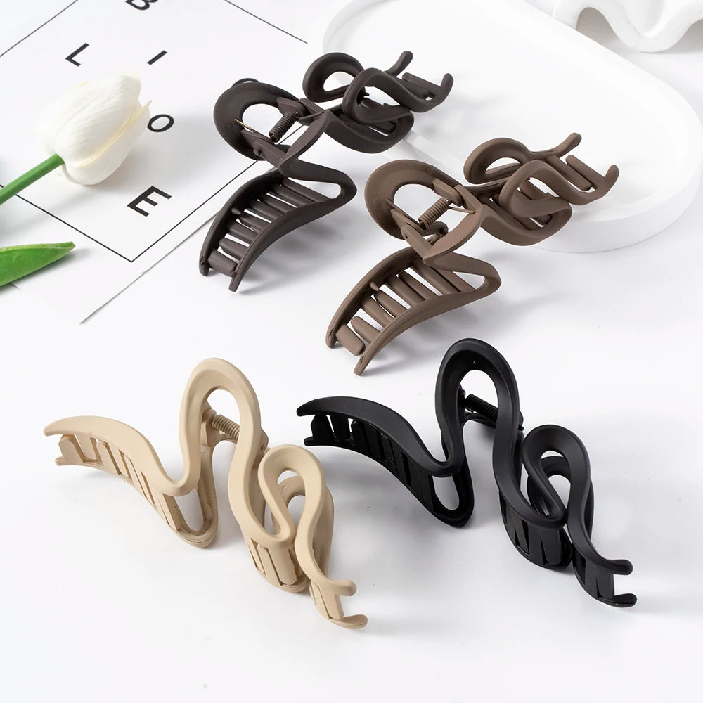 13cm Acrylic Hair Clips For Women Hairpin Matte Wave Hair Claw Clip Ponytail Hair Accessories Girls Headwear Barrettes 4 Colors