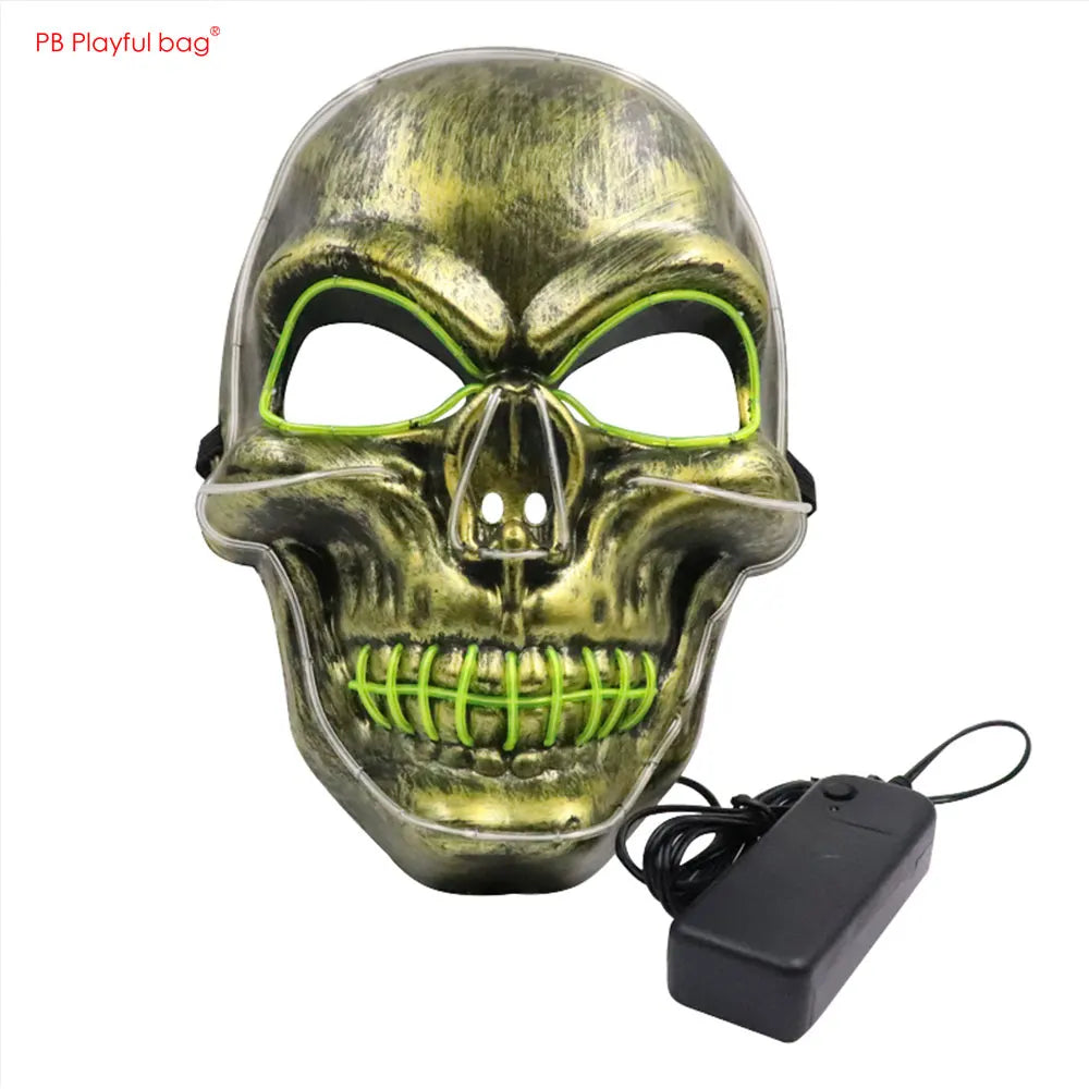 Halloween Party Horror Mask Ghost Head Skull LED Glow Mask Cosplay Props Festival Decoration Toy AC182