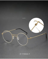 Handmade Round Titanium Glasses Frames 5518 Retro Men Double Beam Round No Screw Eyeglasses Denmark Brand Lightweight Women