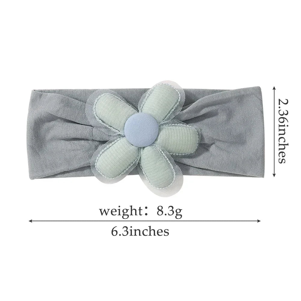 1Pc Baby Nylon Headscarf Astique Suitable Newborn Girl Flower Handmade Headband Elastic Hairband Turban Toddler Hair Accessories