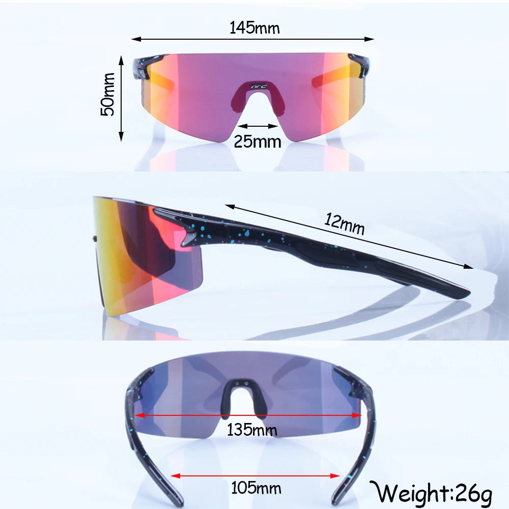 1 Lens NRC Cycling Sunglasses UV400 TR90 Sports Bicycle Glasses MTB Mountain Bike Fishing Hiking Riding Eyewear for Men Women