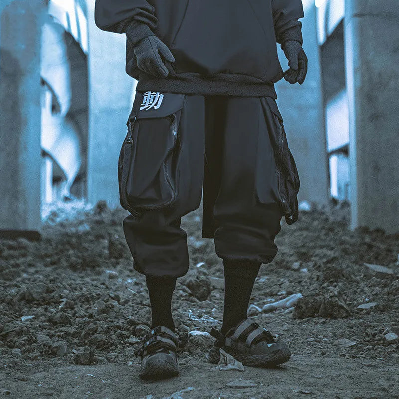 2023 Ribbons Embroidery Tactical Hip Hop Cargo Pants With Big Pockets Men Women Harajuku Punk Techwear Harem Pants