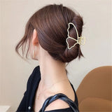 Metal Hair Claw Crab Clip for Women Girls Korean Non Slip Big Geometric Barrette Shark Clip Hairpin Head Pearl Hair Accessories