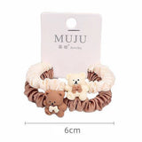 2Pcs/set Cute Bear Hair Elastics Ties Cartoon Hair Rope Ponytail Hair Holder Hair Accessories for Girl and Women