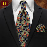 MUGIVALA 9CM Retro business banquet suit paisley vintage pattern tie pocket square set