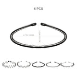 6pcs Metal Headband For Men Women Fashion Hair Bands Outdoors Sports Non Slip Smooth Elastic Teeth Comb Unisex Hair Accessories