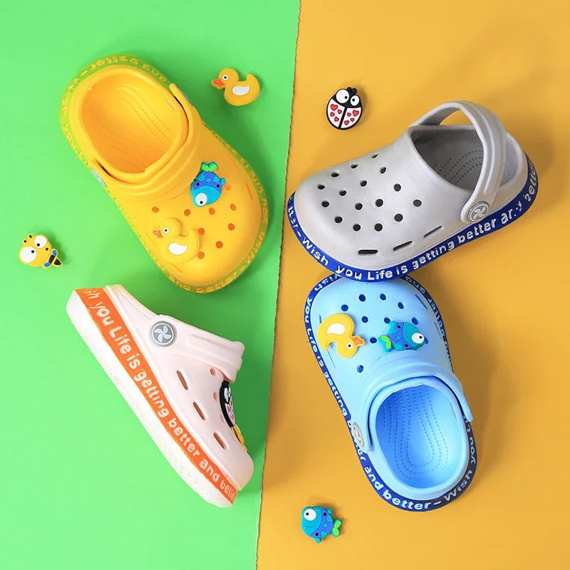 Summer Kids Sandals Children Hole Shoes Slippers Soft Non-slip Cartoon DIY Design Beach Sandy Slipper Shoe for Boys Girls