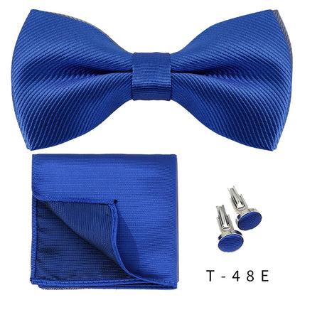 Men Ties Set Solid Color Bowtie Cravat Cufflinks Handkerchief Fashion Butterfly Party Wedding Bow Ties For Men Shirt Accessories