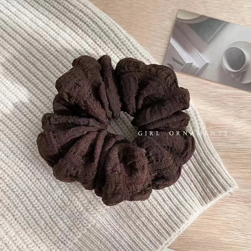 Korean Woman Large Cream Puff Elastics Hair Band Solid Color Scrunchies Hair Ties Ladies Ponytail Hold Hair Accessories