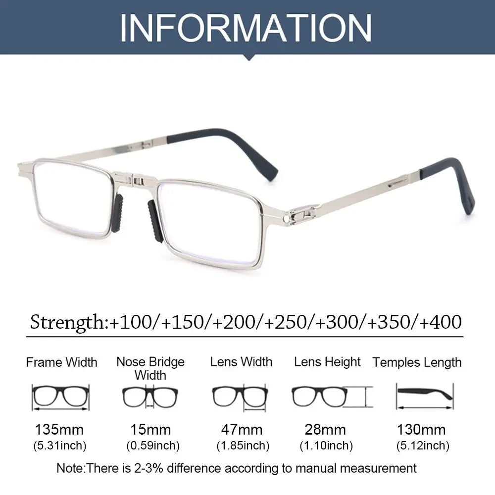 Blue Ray Blocking Anti-Blue Light Reading Glasses Portable With Glasses Bag Hyperopia Glasses Eye Protection Folding