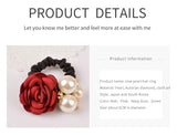 Pearl Rose Flower Hair Elastics Bands Hair Ties Stretchy Rubber Hairbands Floral Headbands Scrunchies Ponytail Holder