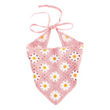 Floral Hair Bandana Knitted Head Kerchief Women Bandana Handmade Crochet Hair Scarf Triangled Headband Headwear