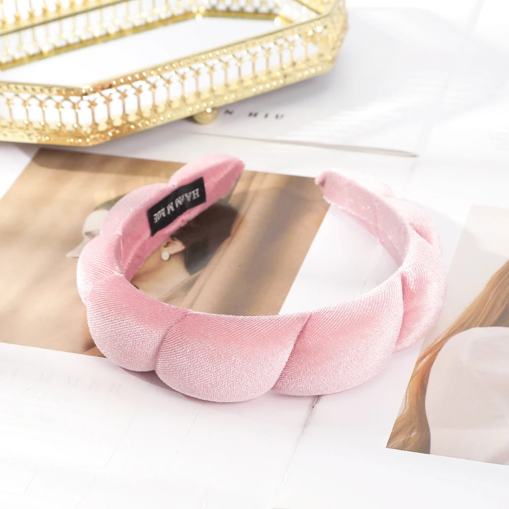 Retro Hair Hoops Wide Velvet Twist Sponge Headband Bezels Hairbands for Women Girl Wavy Braided Headbands Hair Accessories