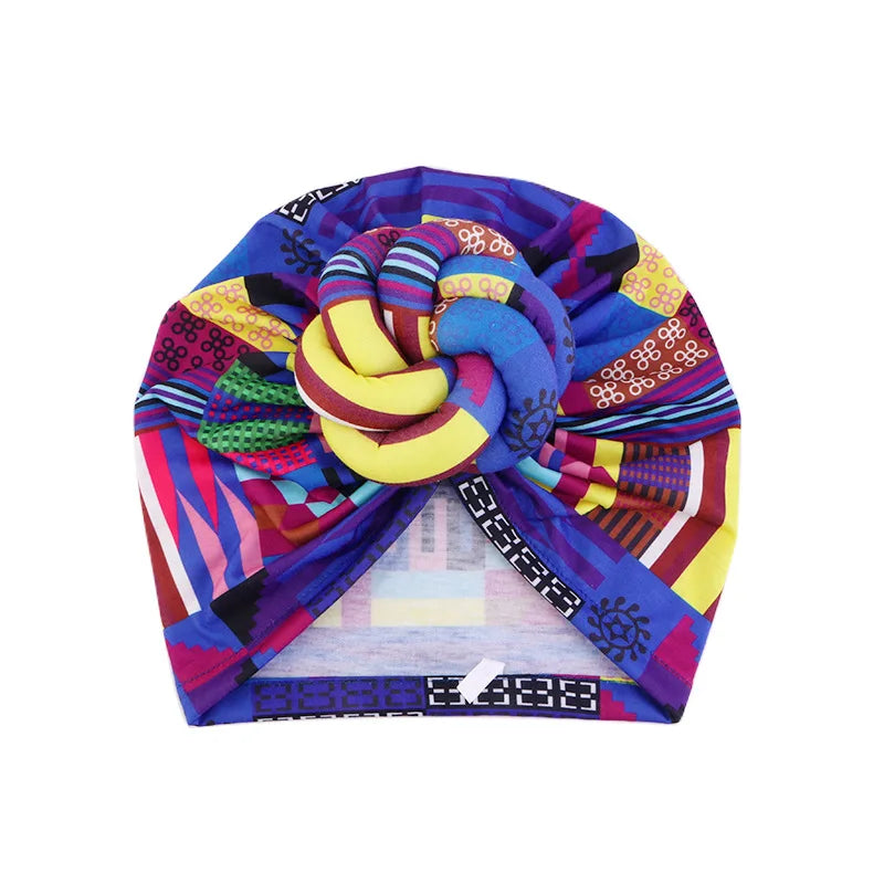 African Print Turban for Women New Fashion Pre-Made Top Knot Head Wraps Flower Stretch Hijab Ladies Party Wedding Headdress