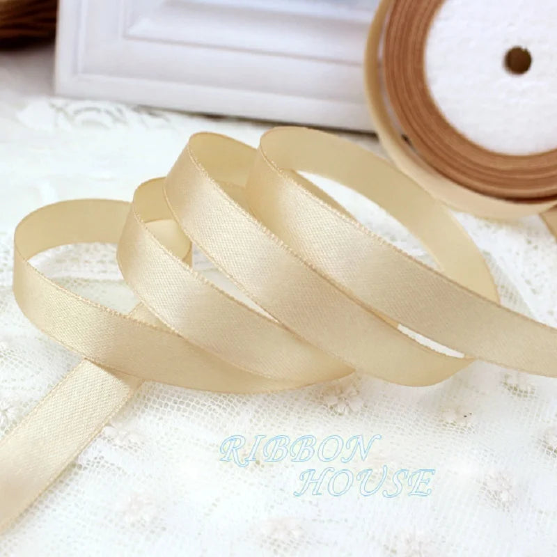 (25 yards/roll) Champagne Single Face Satin Ribbon Wholesale Gift Wrapping Christmas ribbons