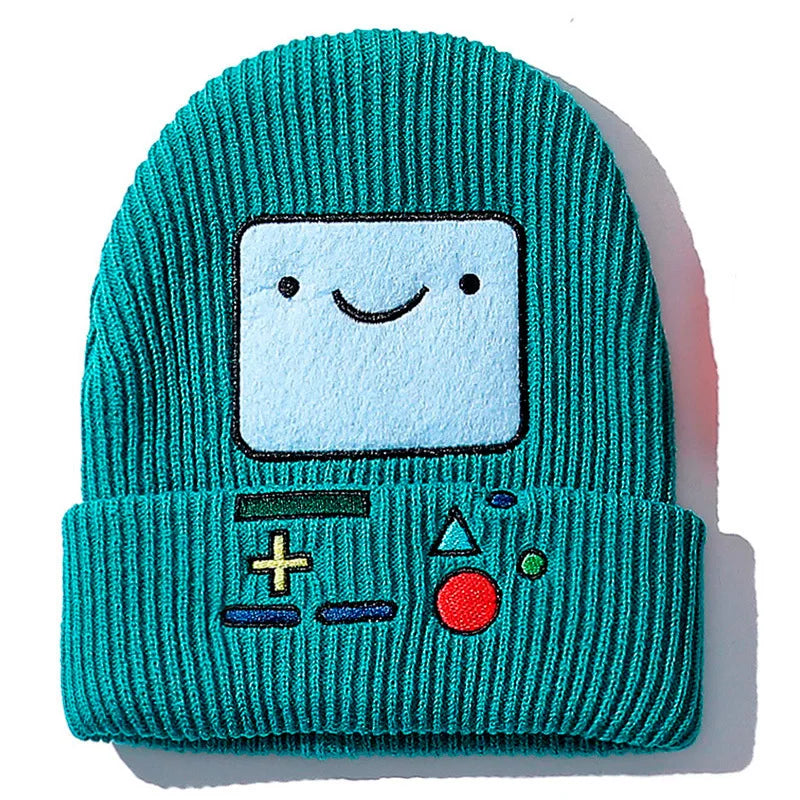 Anime Game Machine BMO Beanie Hat For Women Men Cartoon Embroidery Knitted Hats Winter Hat Hip Hop Ski Skull Caps