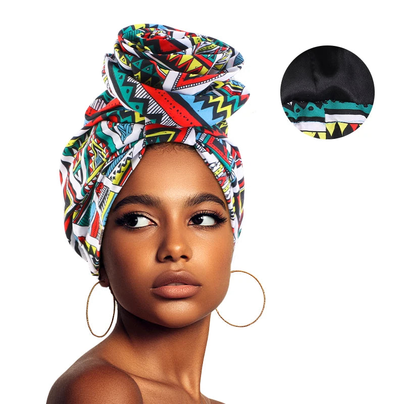 African Printed Satin-lined Turban Hat Women Fashion Dished Flower Hat All Kinds Of Popular Multifunction Wrap Head Ethnic Caps