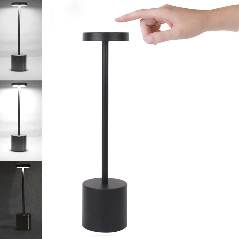 1PC Metal Classic Table Lamp USB Rechargeable Night Light Stepless Dimming Touch 3 Level Bedside Lamp Hotel Bar Decoration