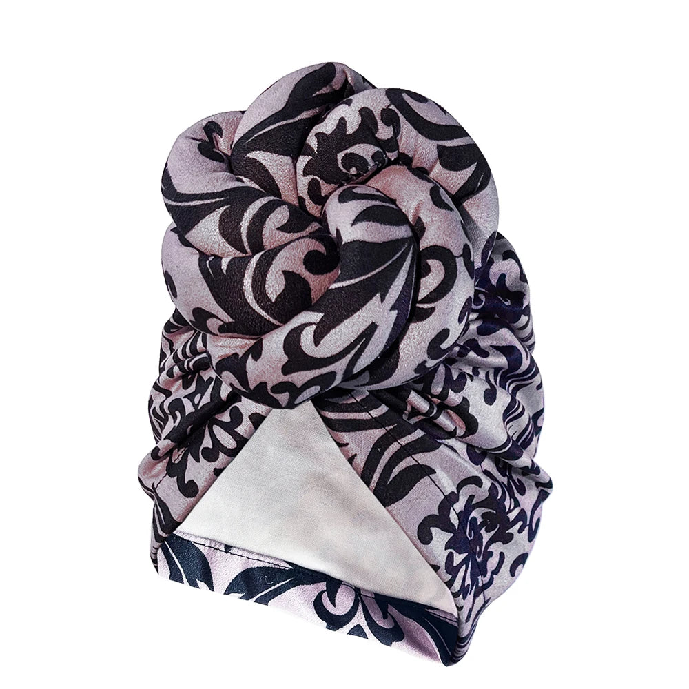 New African Turban for Women Large Flower Stretch Turban Headwrap Beanie Hat Ladies Turbante Mujer Bandanas Chemo Cap Head Cover