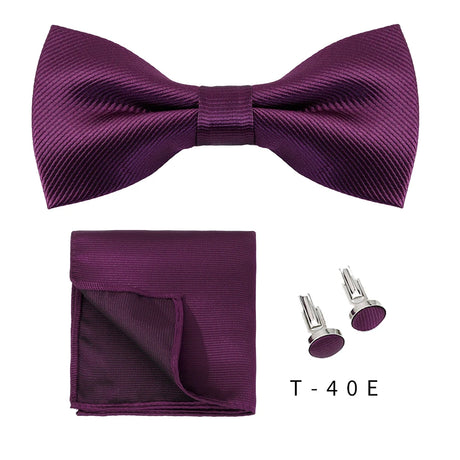 Men Ties Set Solid Color Bowtie Cravat Cufflinks Handkerchief Fashion Butterfly Party Wedding Bow Ties For Men Shirt Accessories