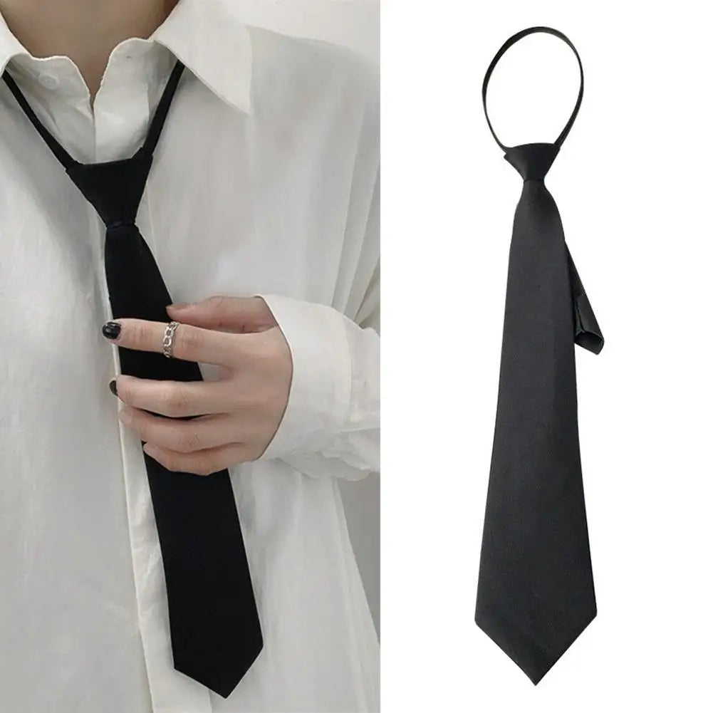 Unisex Tie For Men Women Zipper Tie Black Clip On Men Tie Security Ties Clothes Neckties Funeral Porter Steward Matte Ties