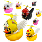 Rubber Duck Toy Car Ornaments Yellow Duck Car Dashboard Decorations Motor Accessories Yellow Duck Ornaments with Helmet for Bike