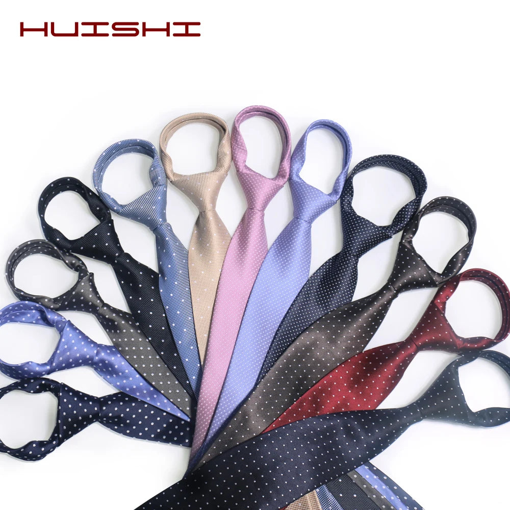 HUISHI 8cm Dot Neckties Skinny Fashion Business Men Polyester Microfiber Neck Tie Polka Check Men Neckie For Gentlemen Wedding