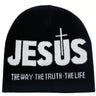 Knitted "JEsUs" letter inlaid bean hat, men's and women's warm winter casual hat, daily wear and outdoor activities