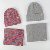 Children Cold Weather Hat Set Colorful Knitted Children's Winter Hat Scarf Gloves Set Soft Warm Windproof Outdoor for Cycling