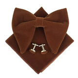 Big Bow Tie Set Velvet Bowknot For Men Pocket Square Cufflinks Set With Big Bowties Men Women Party Wedding Accessories Cravatas