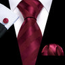 Red Silk Wedding Necktie Jacquard Woven Striped Ties For Men Tie Handkerchief Cufflink Set Barry.Wang Fashion Designer FA-5028