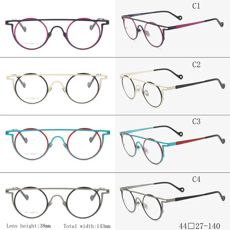 55266 Pure Titanium Glasses Frame Men Round Punk Eyewear 2022 New Male Classic Full Optical Prescription Eyeglasses Frames
