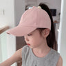 Love Heart Kids Baseball Caps Adjustable Large Brim Sun Hat Solid Color Hollow High Ponytail Caps for Boys Girls