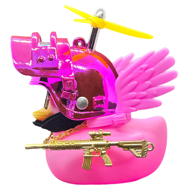 Car Duck Auto Interior Decoration Car Ornaments Rubber Duck With Helmet Bicycle Road Bike Motor Kids Toy Bike Accessories