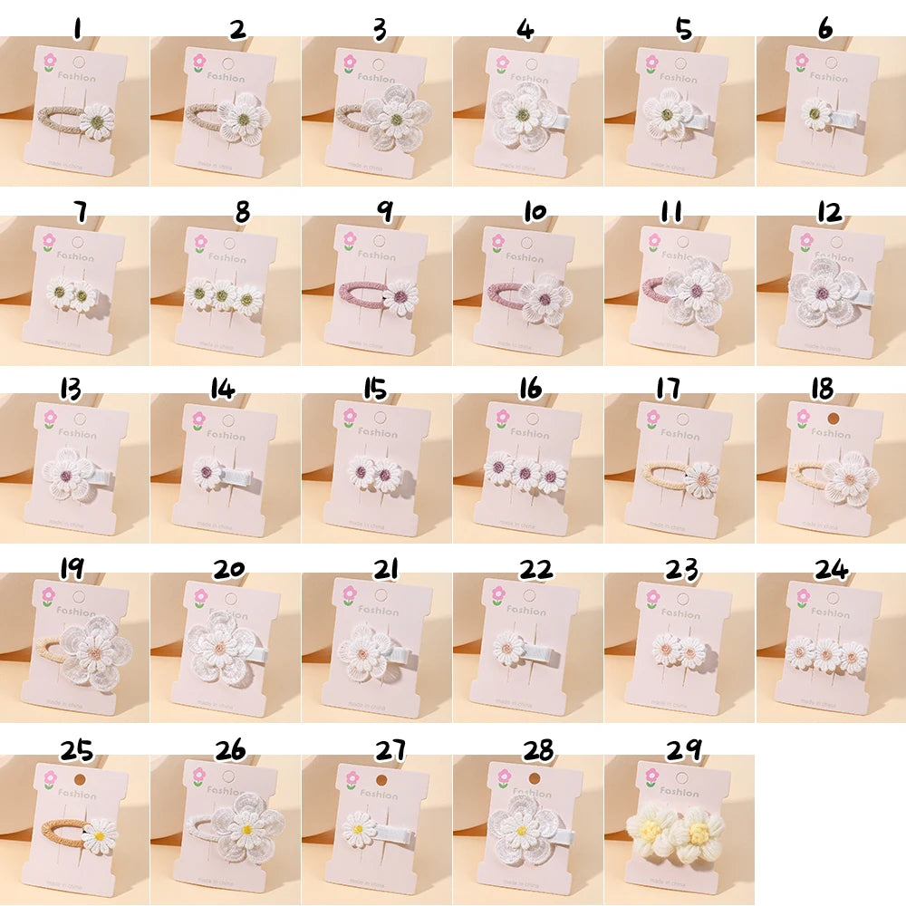 1pcs Ins Daisy Flower Hair Clips Baby Girl Hairpins for Kids Lace White Barette Princess Hooks Infant Accessories Korean