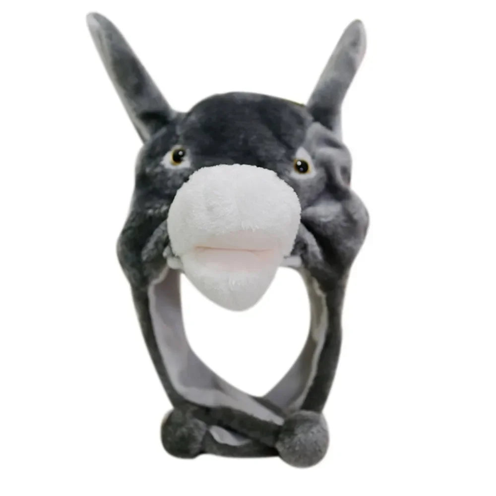 Winter Warmer Plush Soft Moving Ears Hat Animal Hat Headgear Ears Airbag Cap Ear Protection Earmuff Funny Toys Neck Warmer