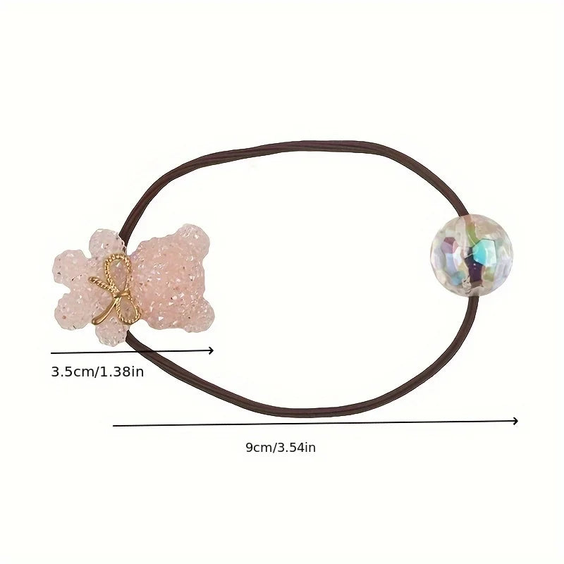 Headbands for Girls Baby Hair Clips 2pcsMinimalist Bear Hair Ties - Bouncy Beaded Elastics for Girls Baby Accessories