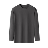 Men's Solid Color round Neck Long Sleeve T-Shirt Cotton Summer Comfortable Breathable Casual Top in Various Colors