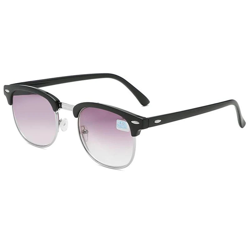 Men Women Students Myopia Sunglasses Metal Half Frame Nearsighted Gray Lens Glasses -0.5 -1 -1.5 -2 -2.5 -3 -3.5 -4 -4.5 -5 -6