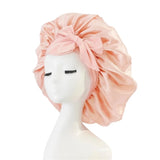 New Satin Sleeping Cap For Women Solid Wide Band Stretch Head Tie Silky Bonnet Edge Wrap Nightcap Hair Care Shower Head Cover