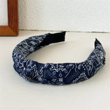 New Bohemian Paisley Print Headbands Cross Knot Wide Hairbands For Women Retro Style Elegant Hair Hoops Non-slip White Navy