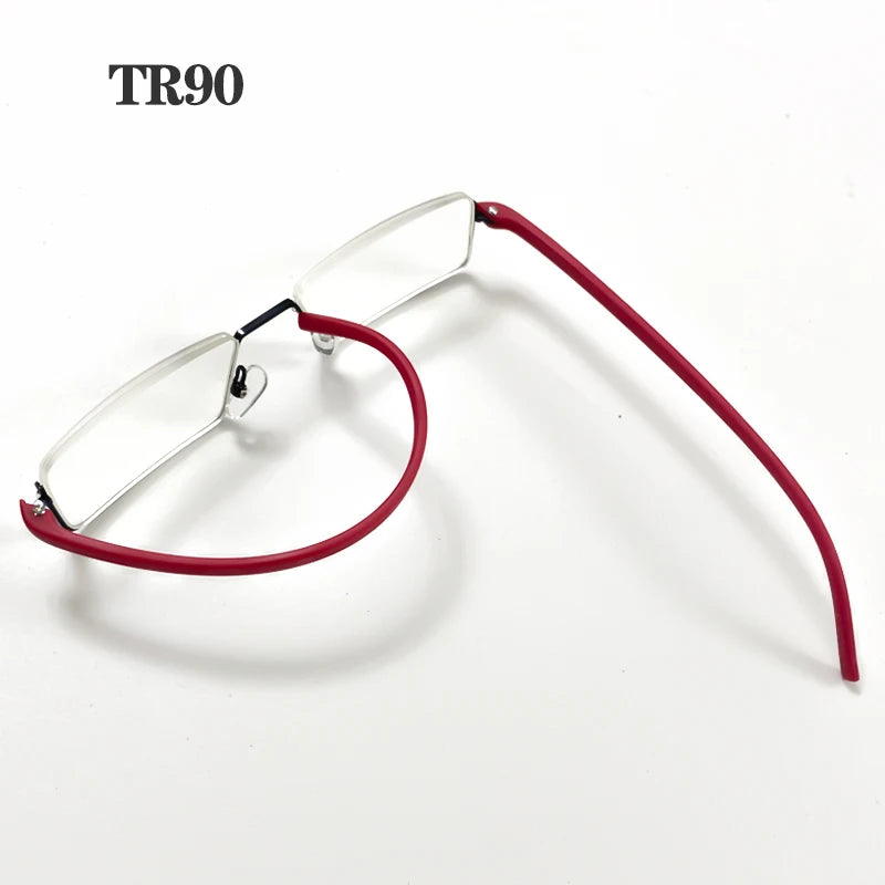 Men Women Metal Blue Light Blocking Reading Glasses with Case TR90 Half Frame HD Prescription Eyewear Presbyopia Diopter