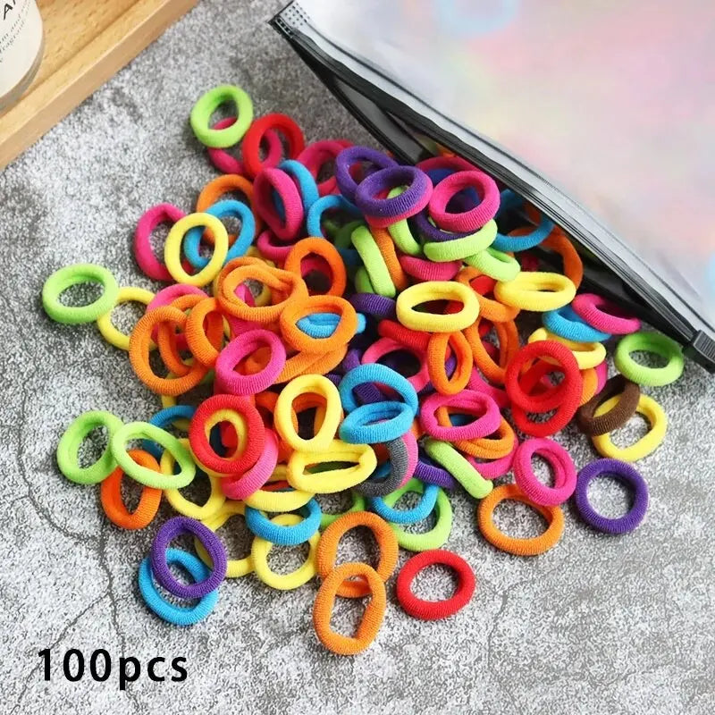 100pcs Girl Hair Bands Small Circle High Elastic Headband Hair Accessories Kids Ponytail Fixed Fashion Headband Headwear
