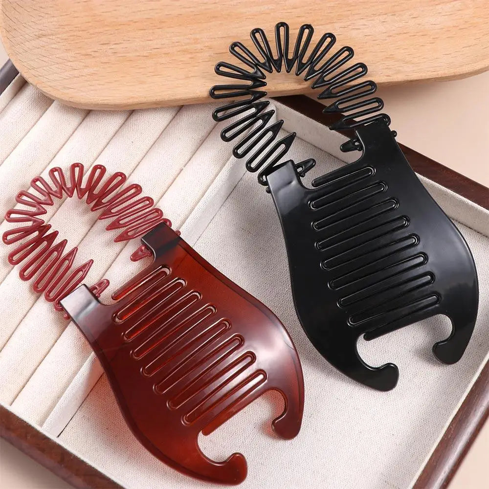 Women Comb Hair Riser Claw Flexible Headwear Black Brown Banana Barrettes Clip Hair Holding Tool Fashion Elastics Hair Comb